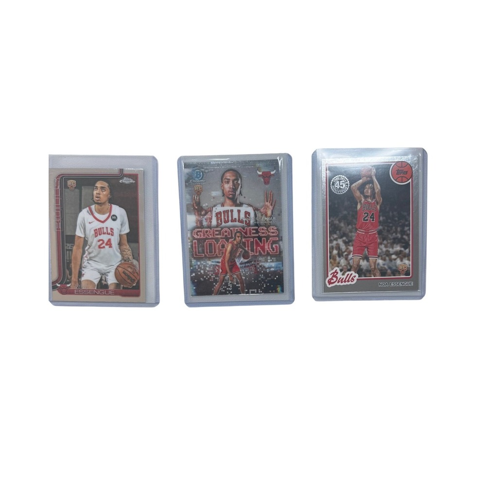 Noa Essengue Chicago Bulls Rookie Card Lot of 3 Topps Chrome Bowman Cards